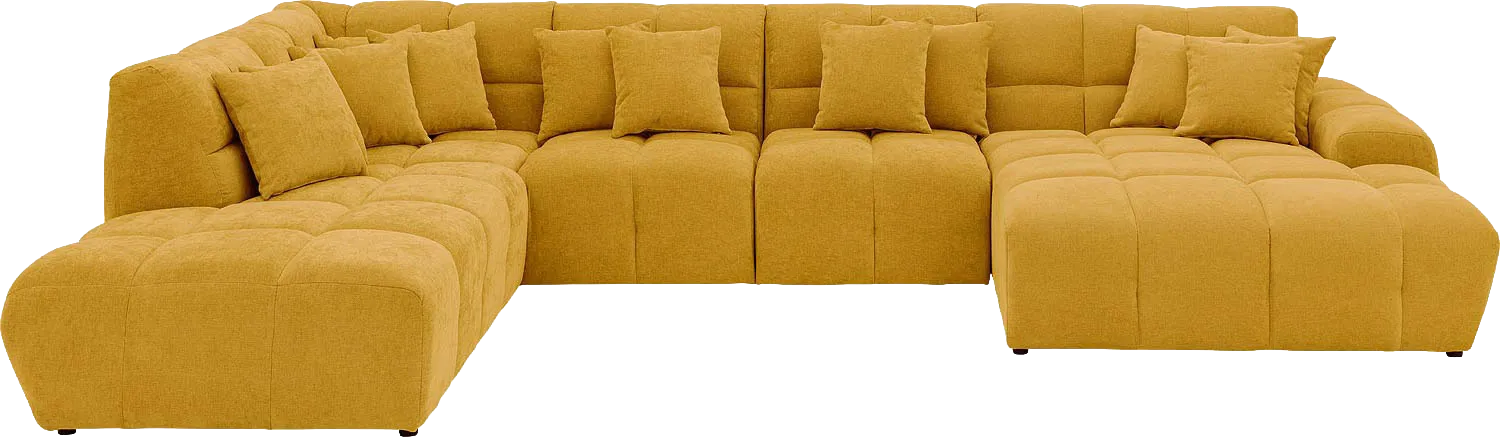 Goossens Excellent Bank Kubus geel, stof, modern design