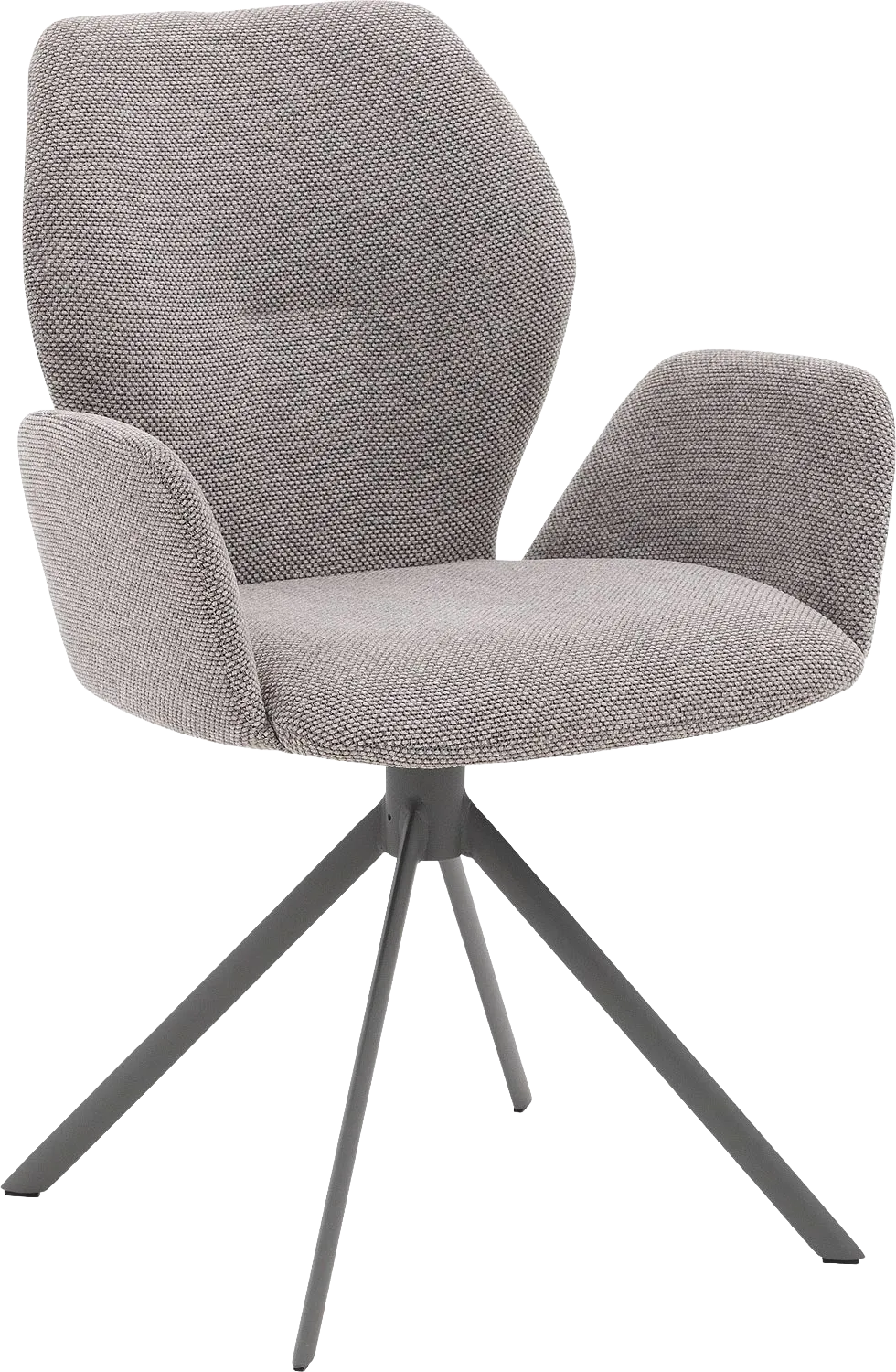 Goossens Eetkamerstoel Hera lichtgrijs stof met armleuning, modern design