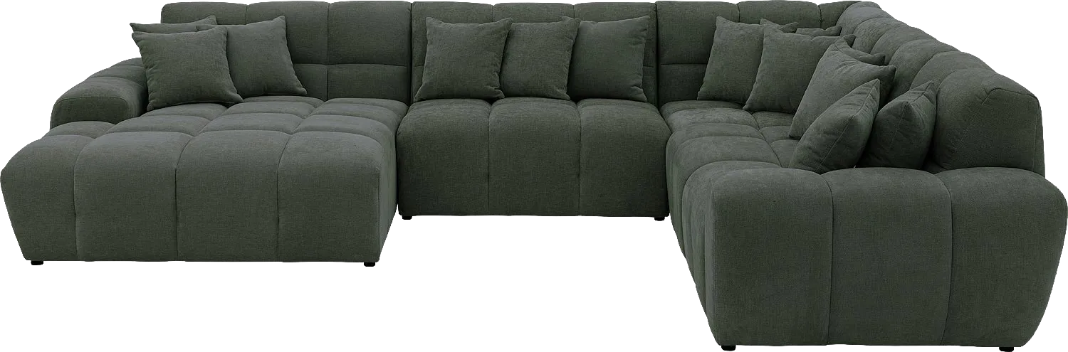 Goossens Excellent Bank Kubus groen, stof, 1,5-zits, modern design
