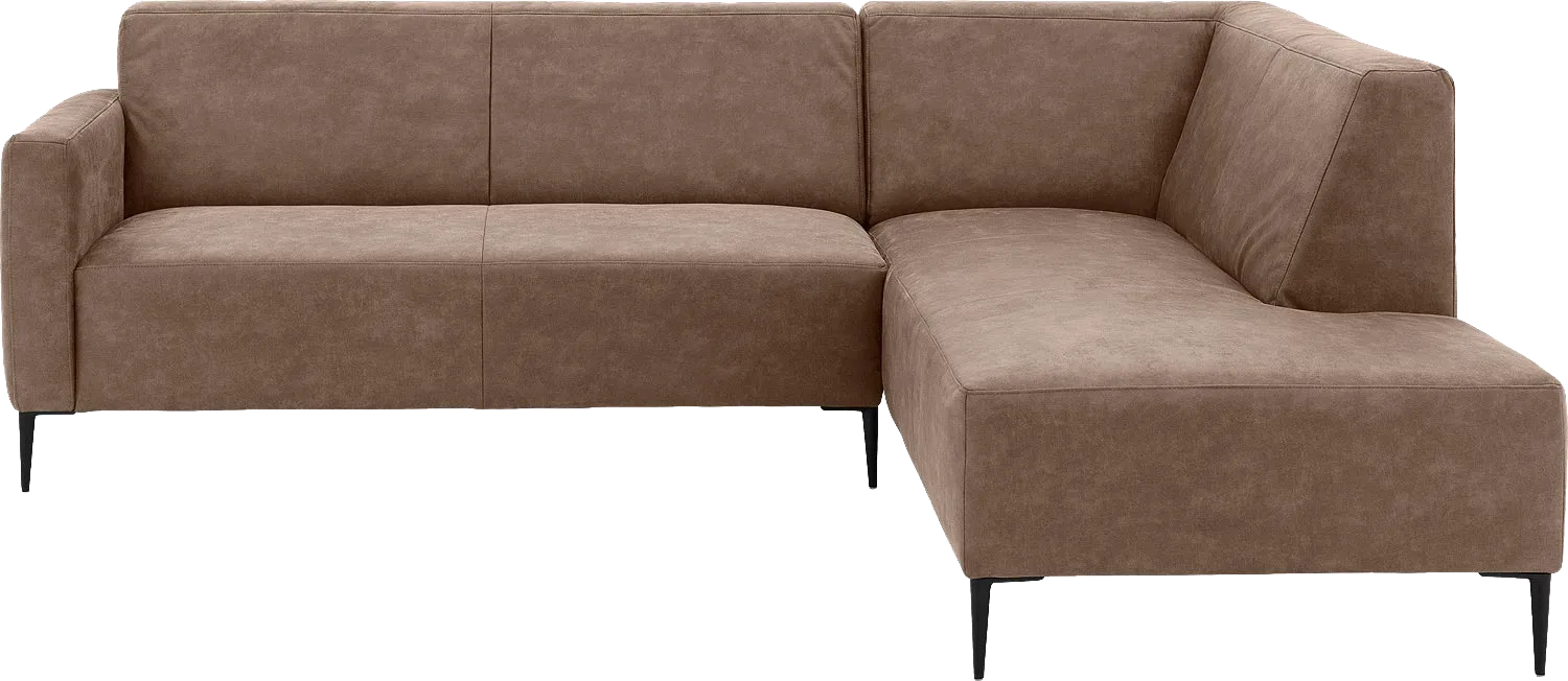 Goossens Bank Key West bruin, micro leer, 2,5-zits, modern design met ligelement rechts