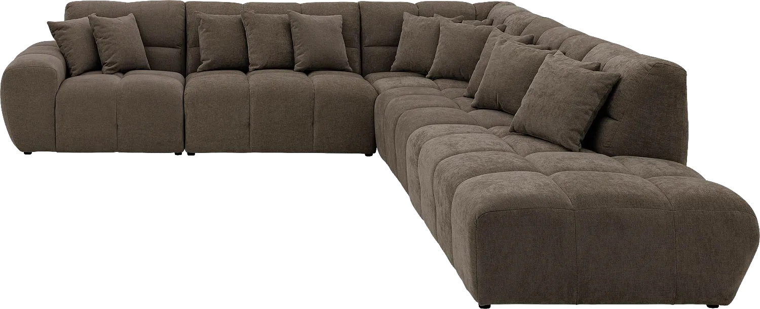 Goossens Excellent Bank Kubus bruin, stof, 1,5-zits, modern design