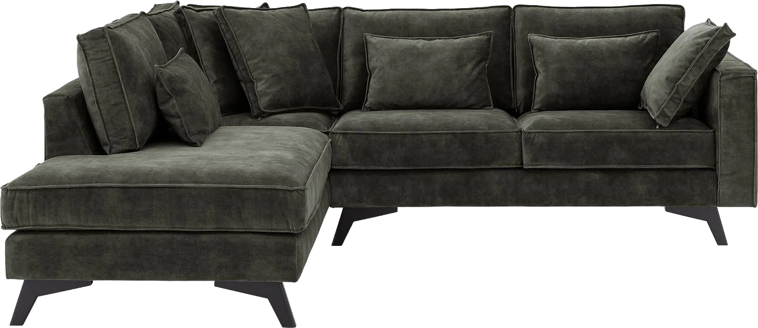 Goossens Bank Chambre groen, stof, 2-zits, elegant chic met ligelement links