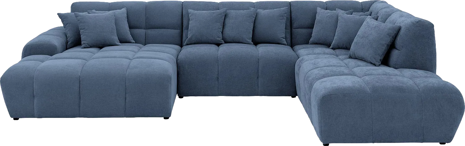 Goossens Excellent Bank Kubus blauw, stof, 1,5-zits, modern design