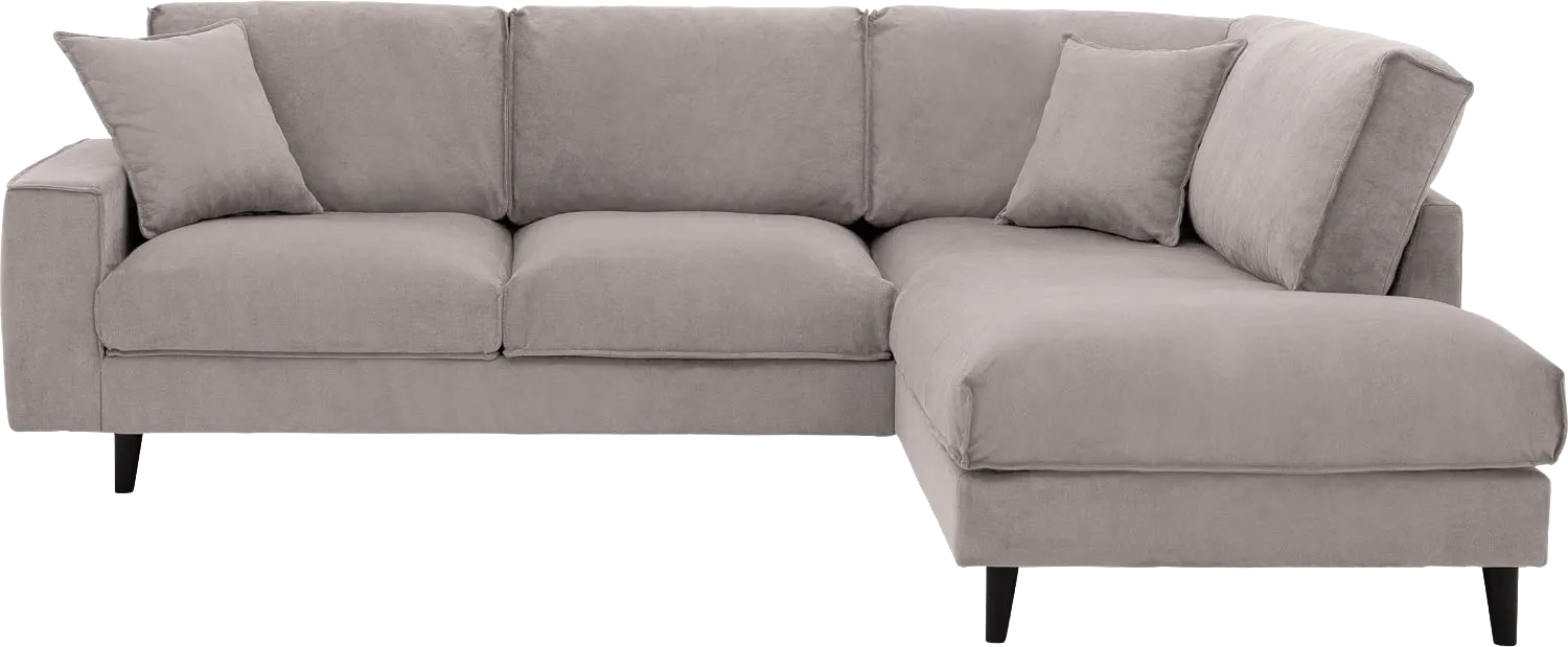 Goossens Bank Jonas beige, stof, 2,5-zits, urban industrieel met ligelement rechts