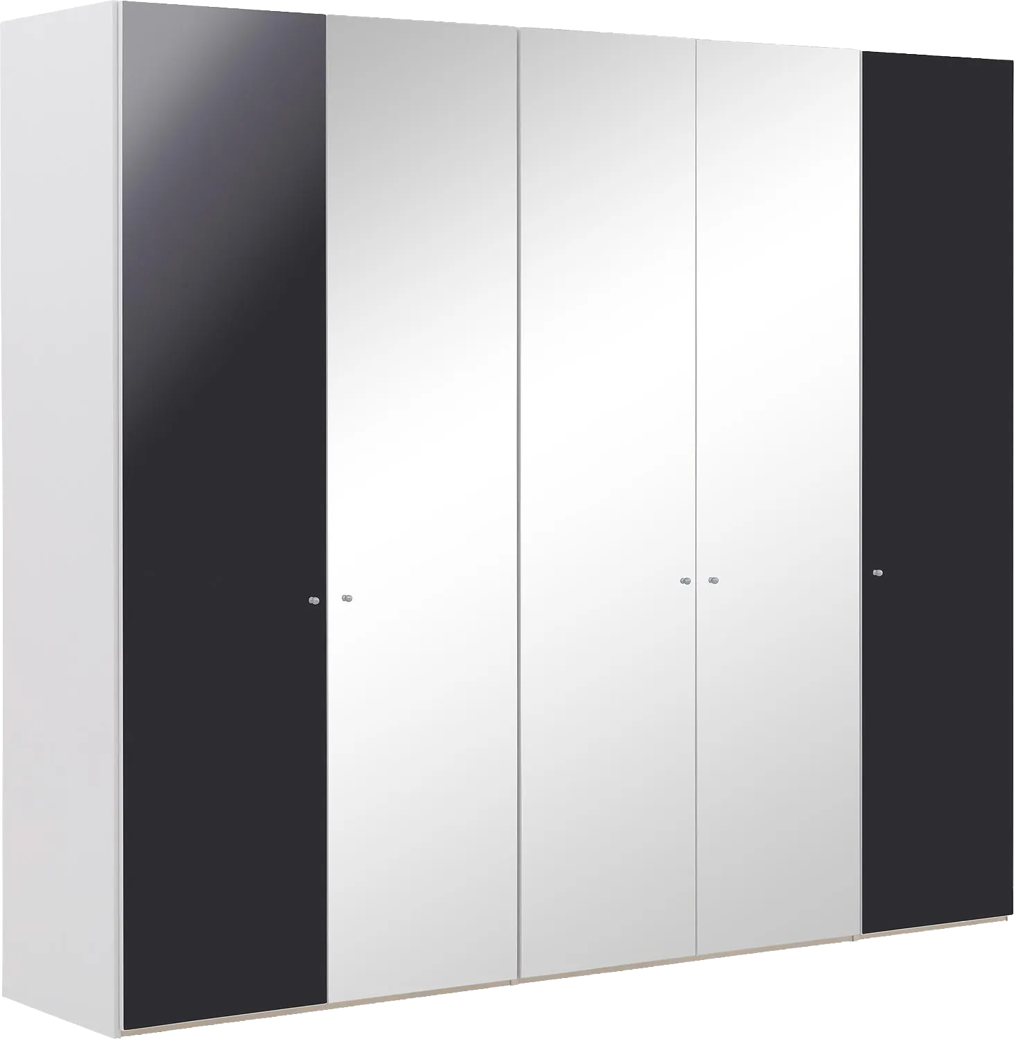 Goossens Kledingkast Easy Storage Ddk, Kledingkast 253 cm breed, 220 cm hoog, 2x draaideur en 3x spiegel draaideur midden