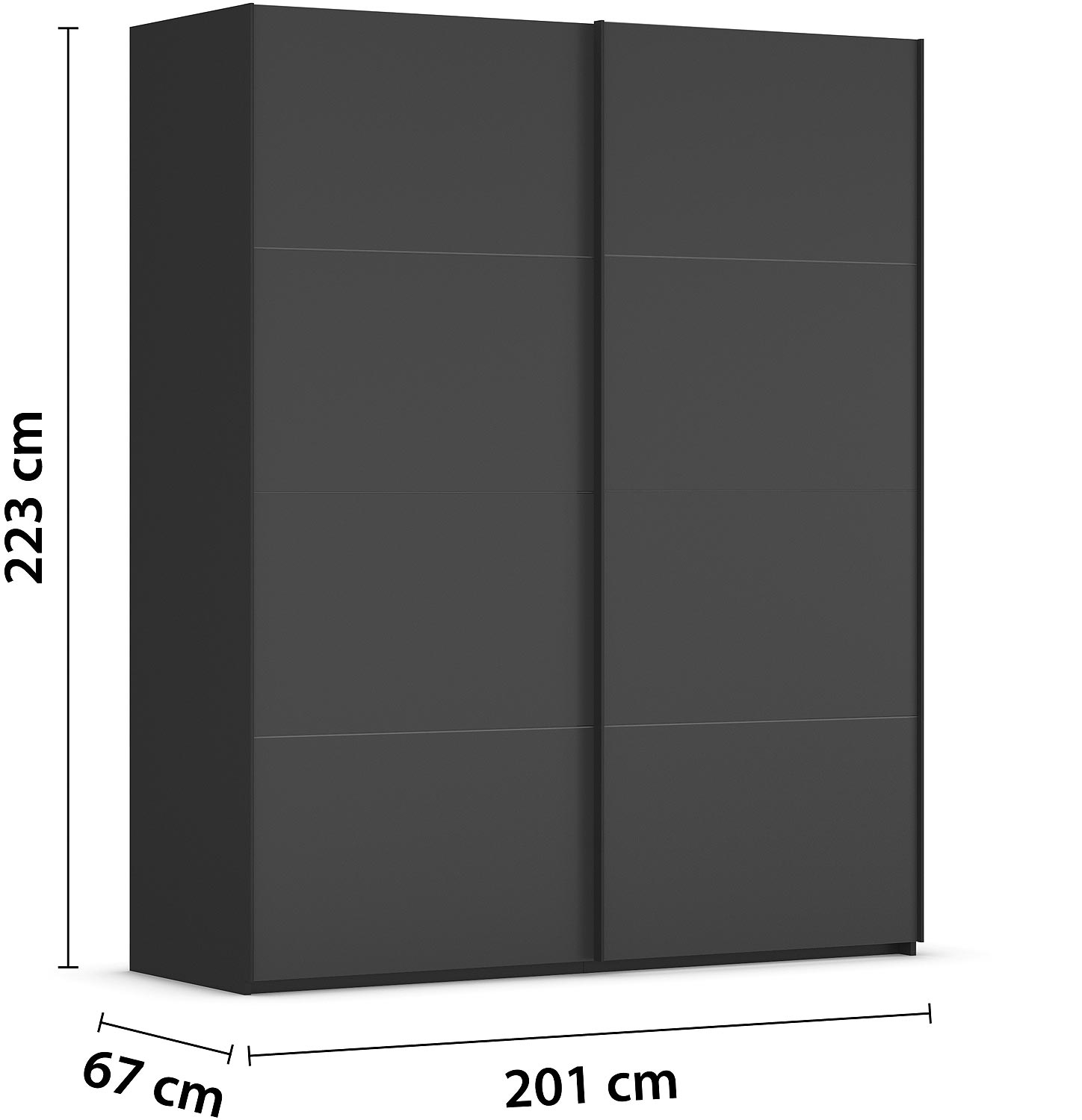 Goossens Excellent Kledingkast Finca Mat Glas, Slaapkamerkast 200 cm breed, 223 cm hoog, 2x 4 paneel glas schuifdeuren