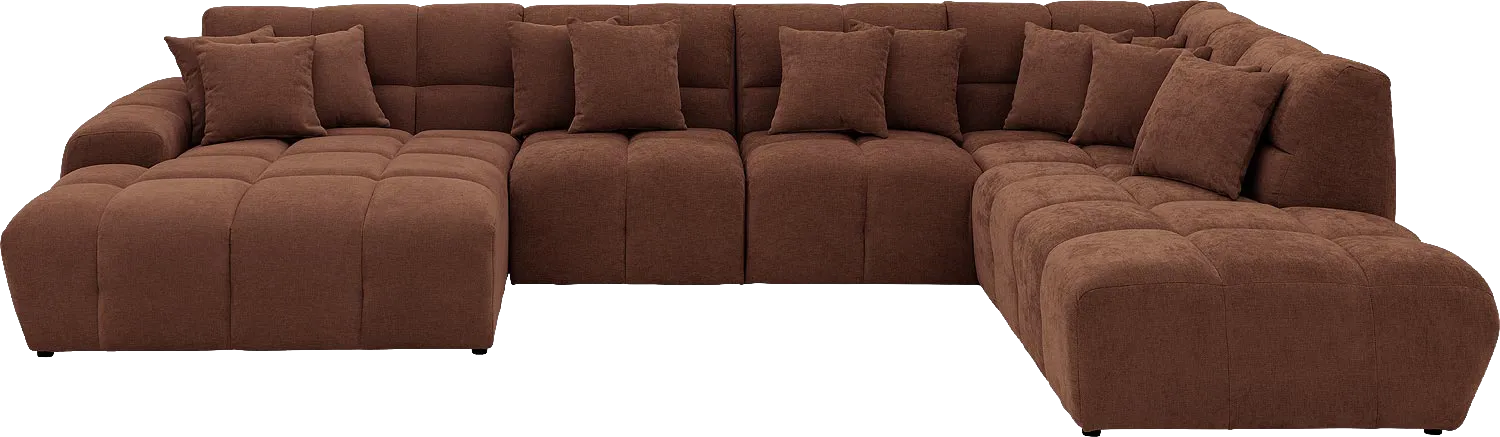 Goossens Excellent Bank Kubus bruin, stof, modern design