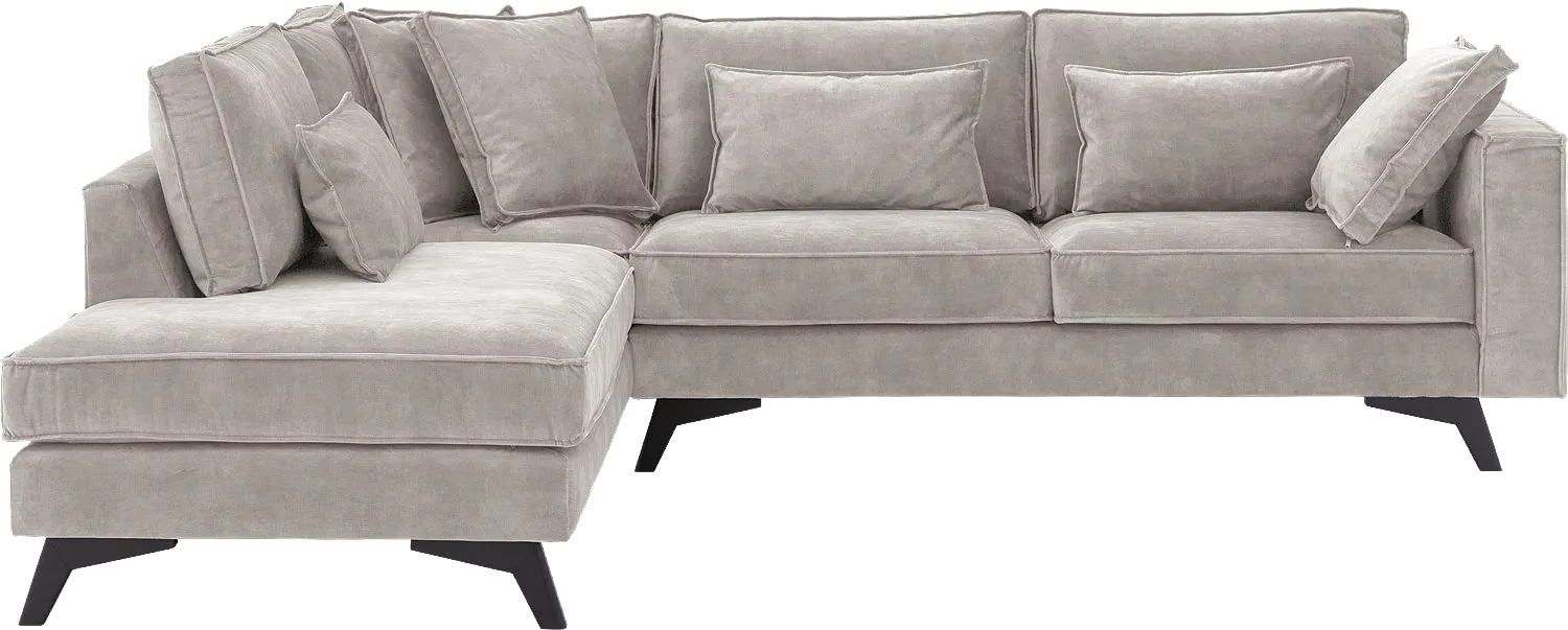Goossens Bank Chambre grijs, stof, 3-zits, elegant chic met ligelement links