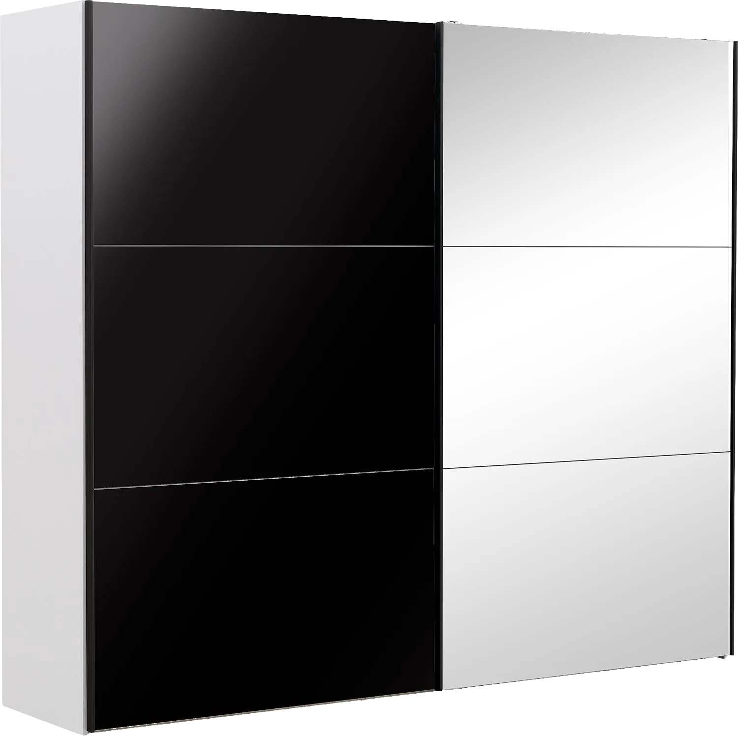 Goossens Kledingkast Easy Storage Sdk, 253 cm breed, 220 cm hoog, 1x 3 paneel glas schuifdeur li en 1x 3 paneel spiegel schuifdeur re