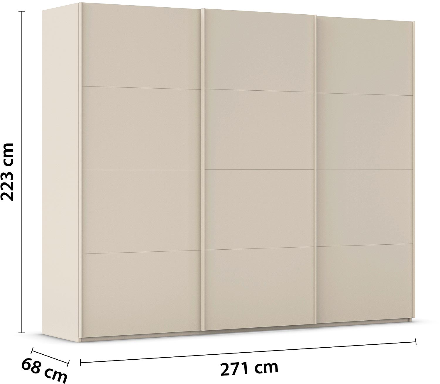Goossens Excellent Kledingkast Finca Mat Glas, Slaapkamerkast 270 cm breed, 223cm hoog, 3x 4 paneel glas schuifdeuren