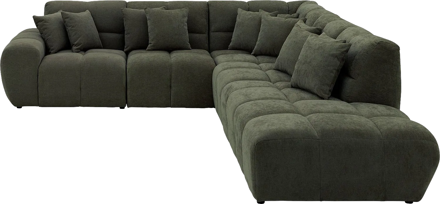 Goossens Excellent Bank Kubus groen, stof, modern design