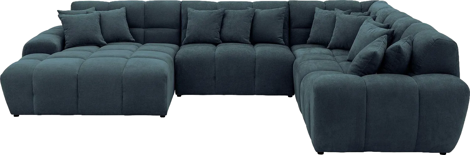Goossens Excellent Bank Kubus blauw, stof, 1,5-zits, modern design