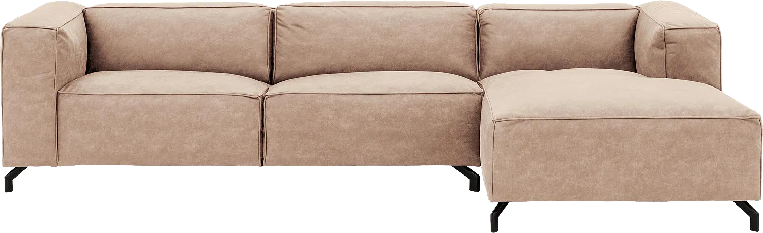 Goossens Bank Calvin beige, micro leer, 3,5-zits, modern design
