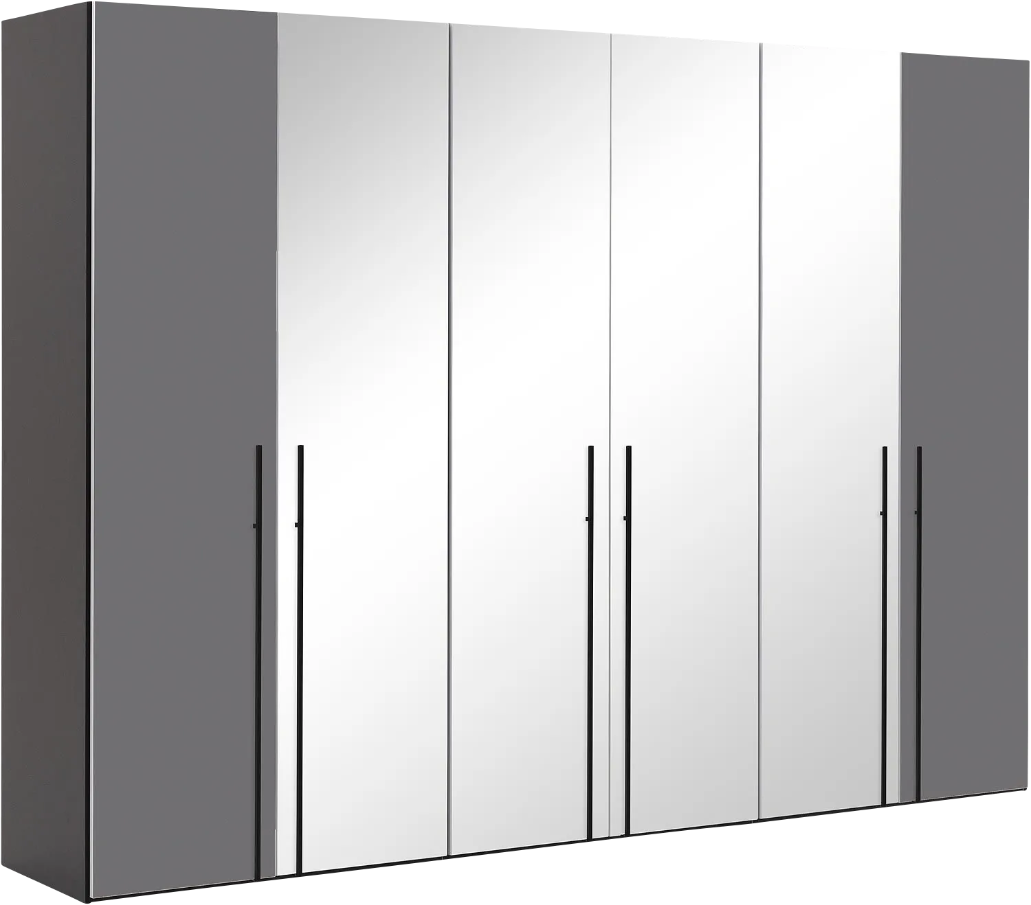 Goossens Kledingkast Easy Storage Ddk, Kledingkast 304 cm breed, 220 cm hoog, 2x glas draaideur en 4x spiegel draaideur midden