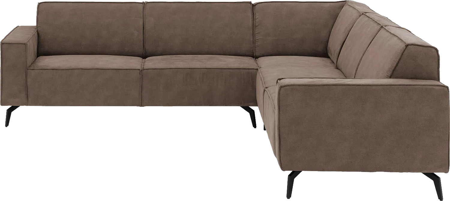 Goossens Hoekbank Hercules bruin, microvezel, 2,5-zits, modern design