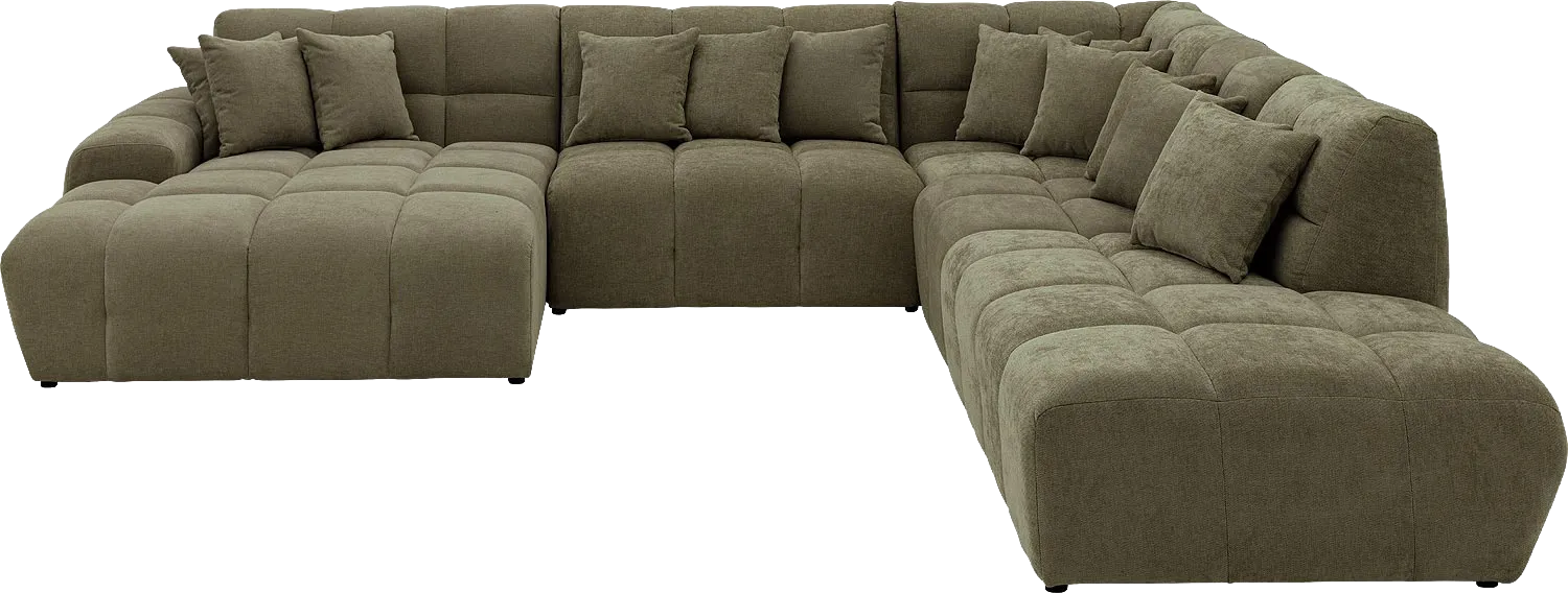 Goossens Excellent Bank Kubus groen, stof, 1,5-zits, modern design