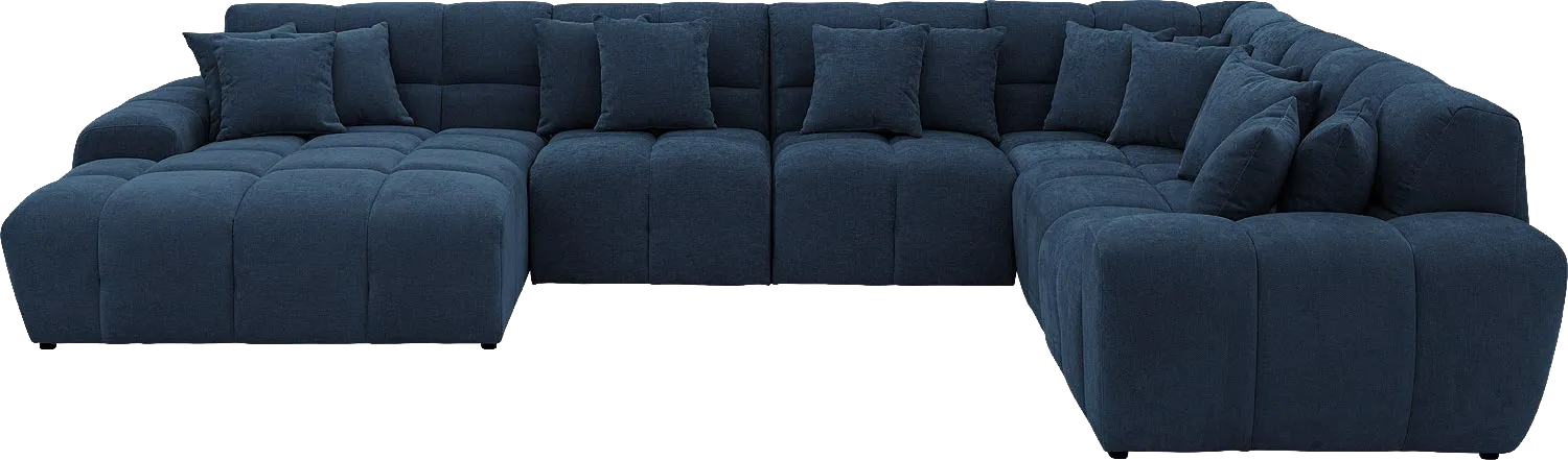 Goossens Excellent Bank Kubus blauw, stof, modern design