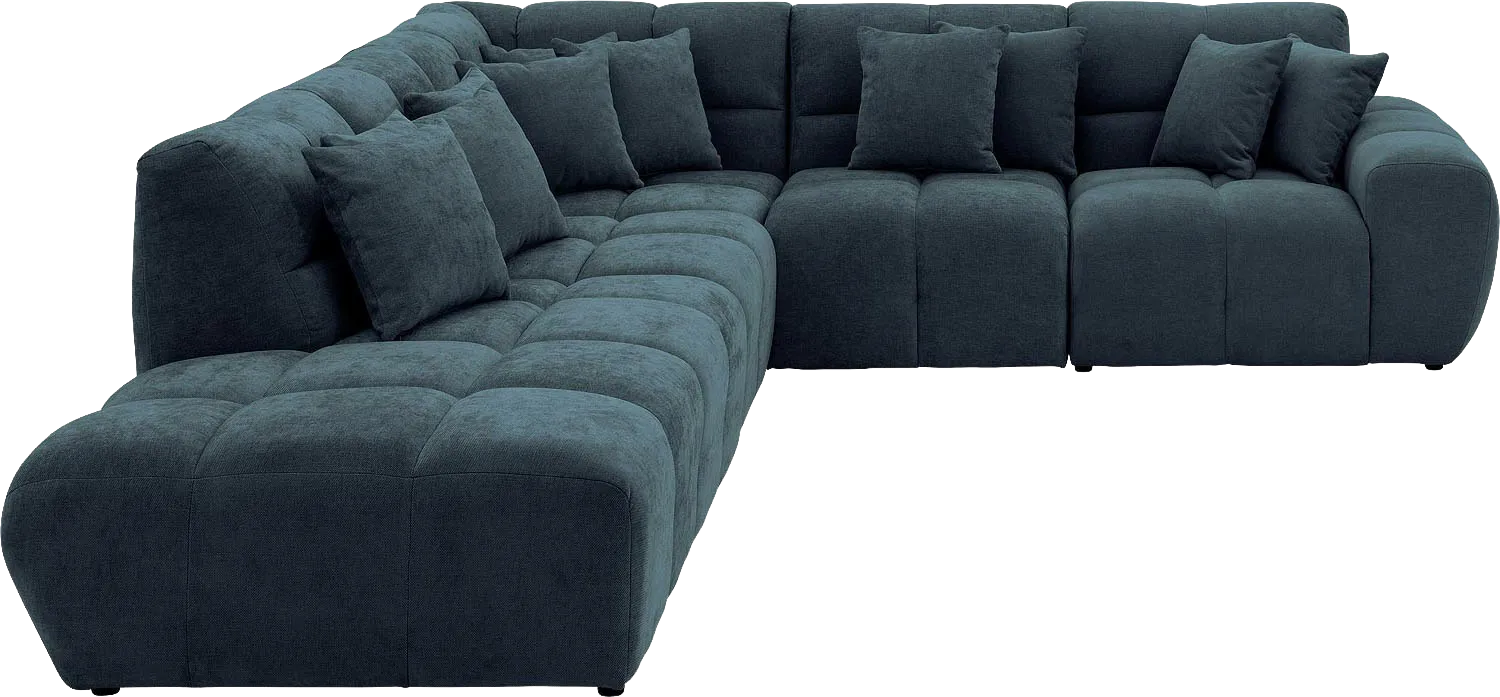 Goossens Excellent Bank Kubus blauw, stof, modern design