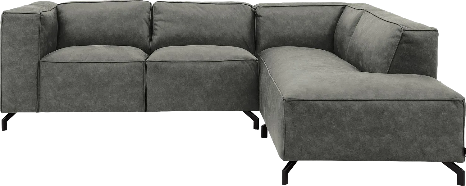 Goossens Bank Calvin grijs, micro leer, 2-zits, modern design met ligelement rechts