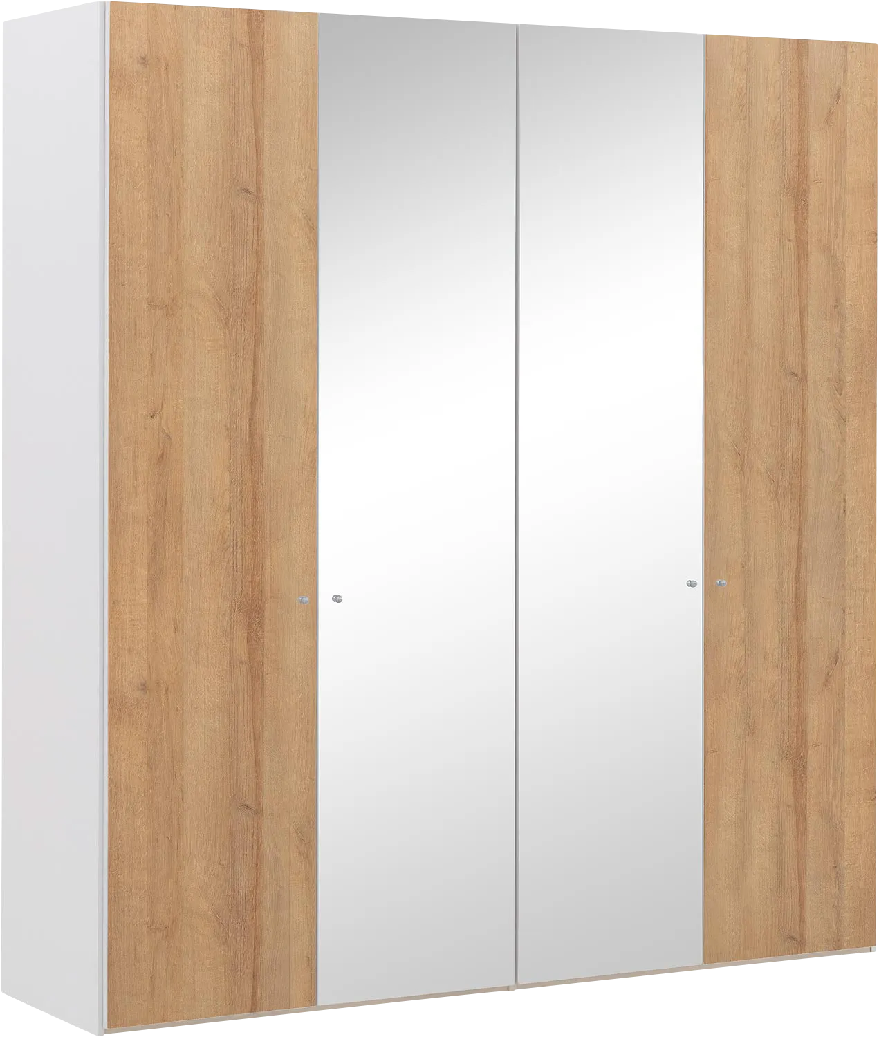 Goossens Kledingkast Easy Storage Ddk, Kledingkast 203 cm breed, 220 cm hoog, 2x draaideur en 2x spiegel draaideur midden