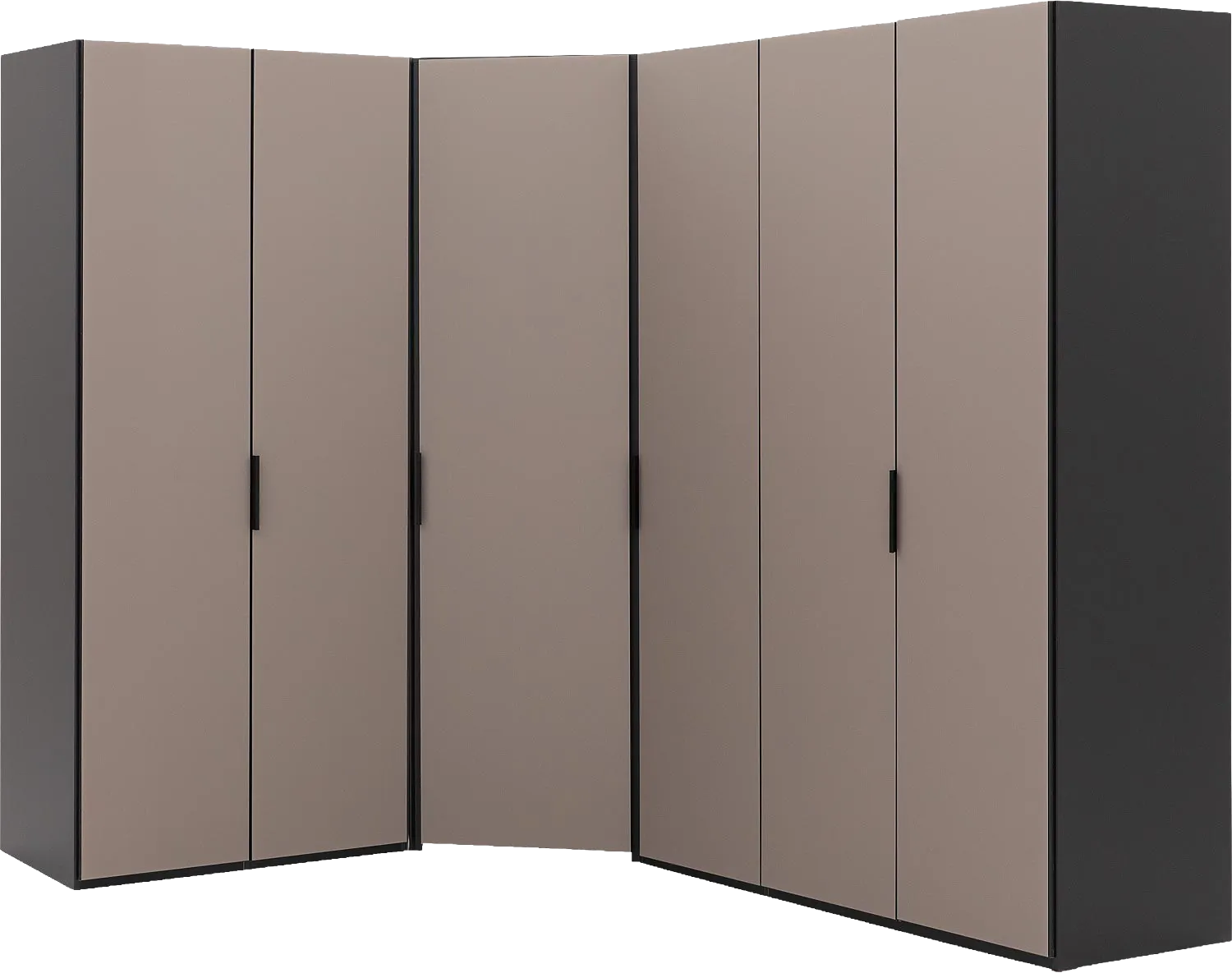 Goossens Excellent Kast Systeem Statement Compleet, 6 draaideuren met hoekkast inloop 45 graden 205 cm breed 223 cm hoog 255 cm diep