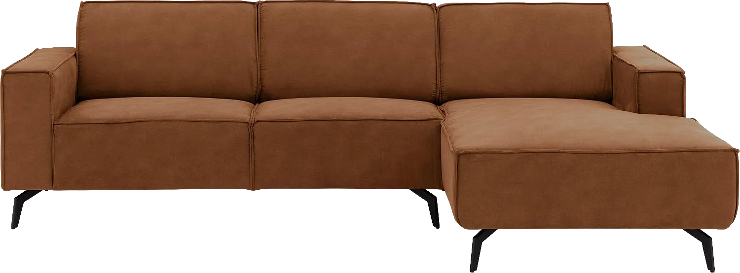 Goossens Hoekbank Hercules bruin, microvezel, 2,5-zits, modern design met chaise longue rechts