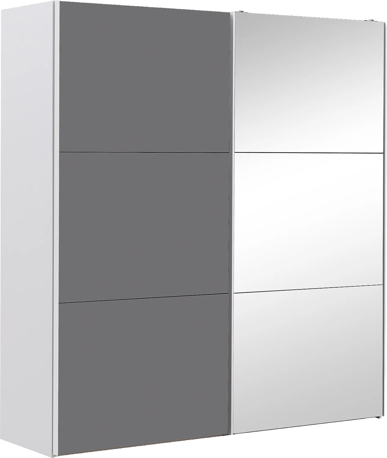 Goossens Kledingkast Easy Storage Sdk, 153 cm breed, 220 cm hoog, 1x 3 paneel glas schuifdeur li en 1x 3 paneel spiegel schuifdeur re