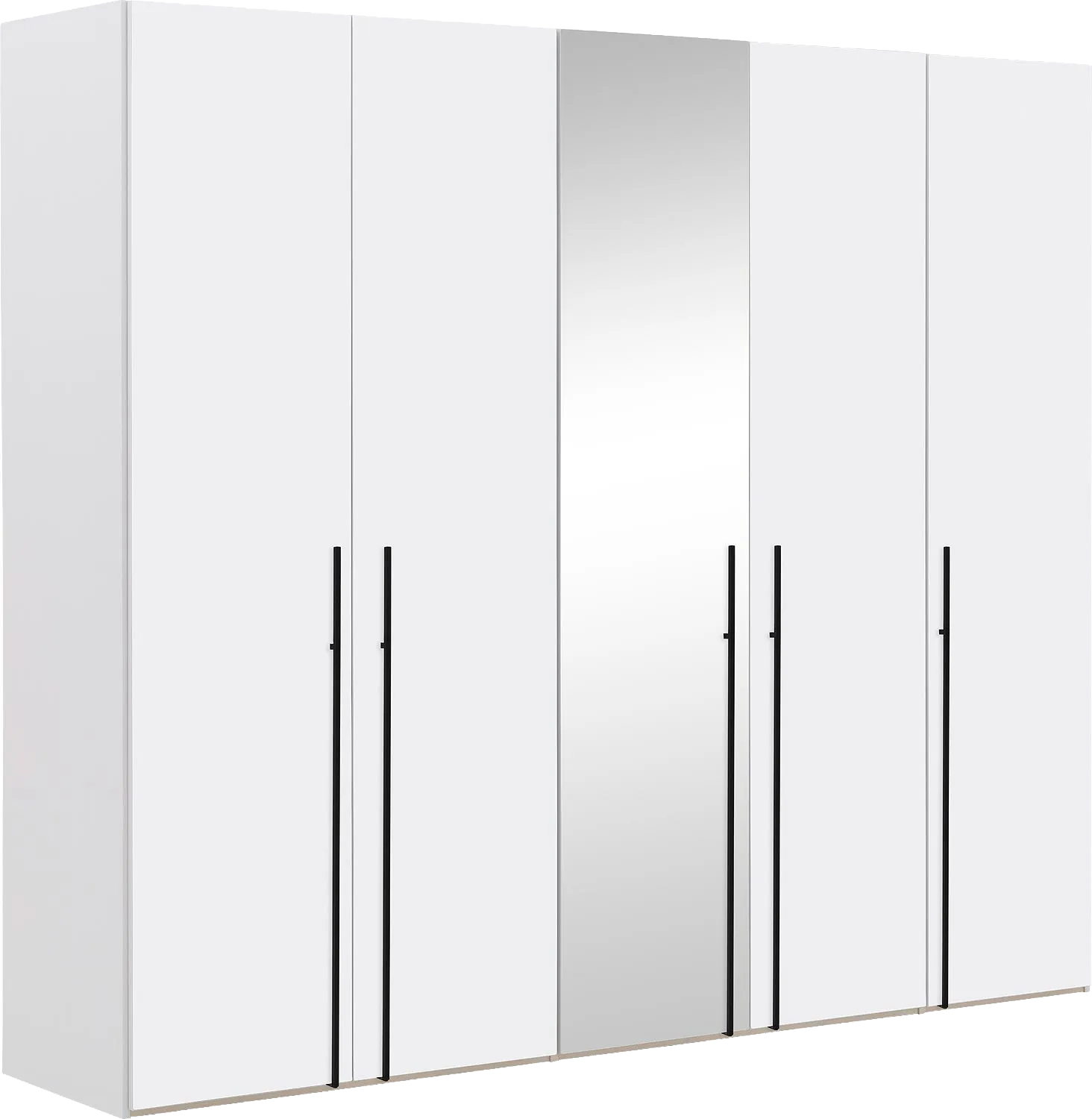 Goossens Kledingkast Easy Storage Ddk, Kledingkast 253 cm breed, 220 cm hoog, 4x draaideur en 1x spiegel draaideur midden