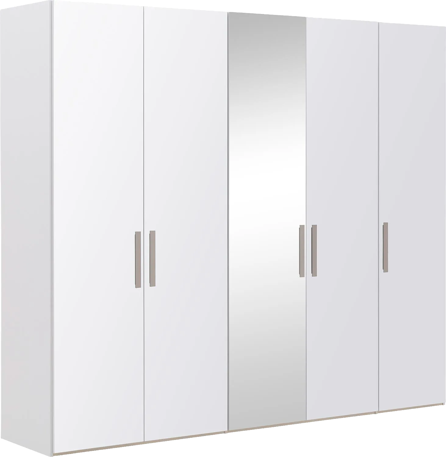 Goossens Kledingkast Easy Storage Ddk, Kledingkast 253 cm breed, 220 cm hoog, 4x glas draaideur en 1x spiegel draaideur midden