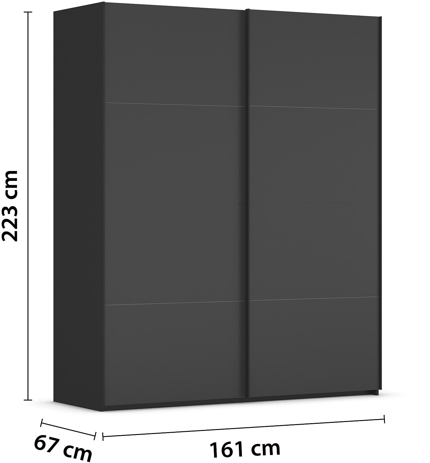 Goossens Excellent Kledingkast Finca Mat Glas, Slaapkamerkast 160 cm breed, 223 cm hoog, 2x 4 paneel glas schuifdeuren