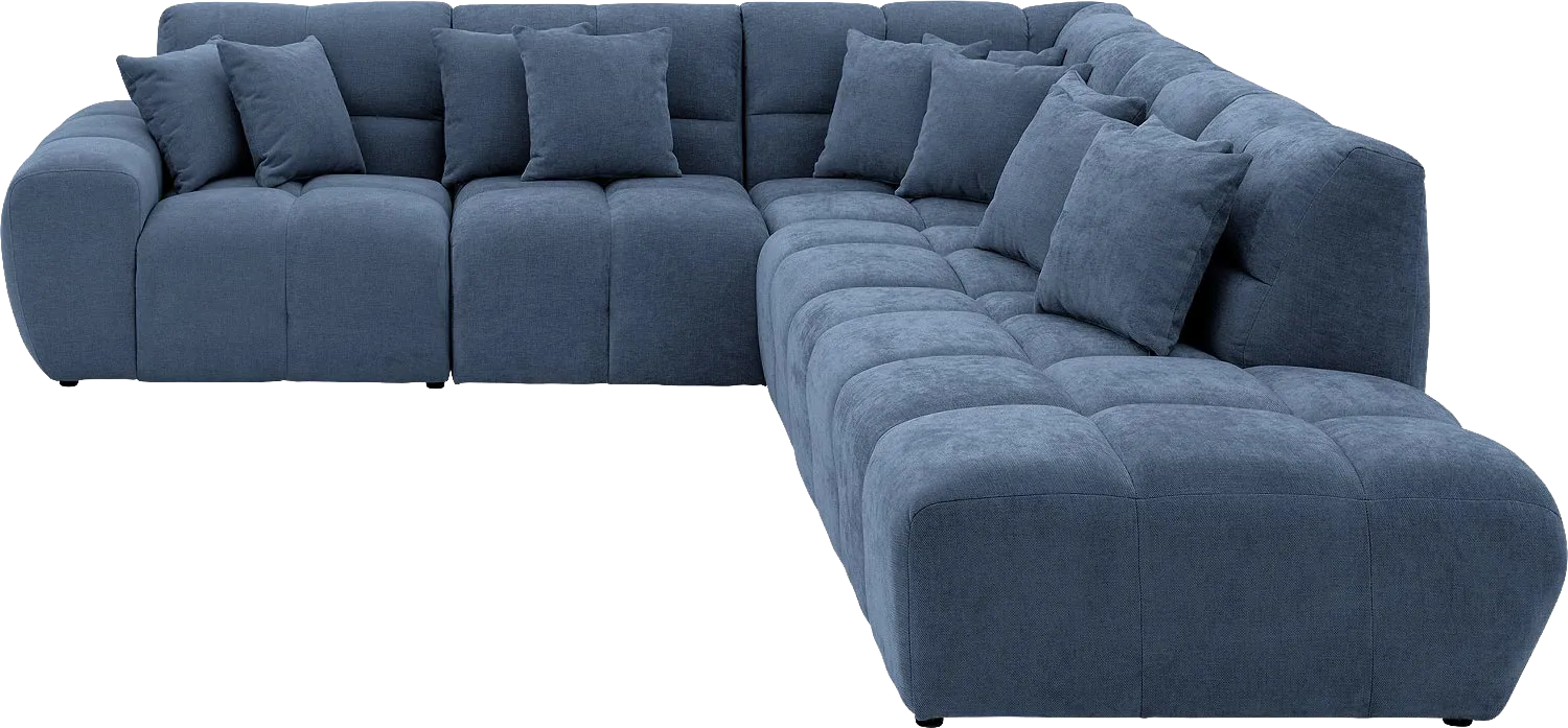 Goossens Excellent Bank Kubus blauw, stof, modern design