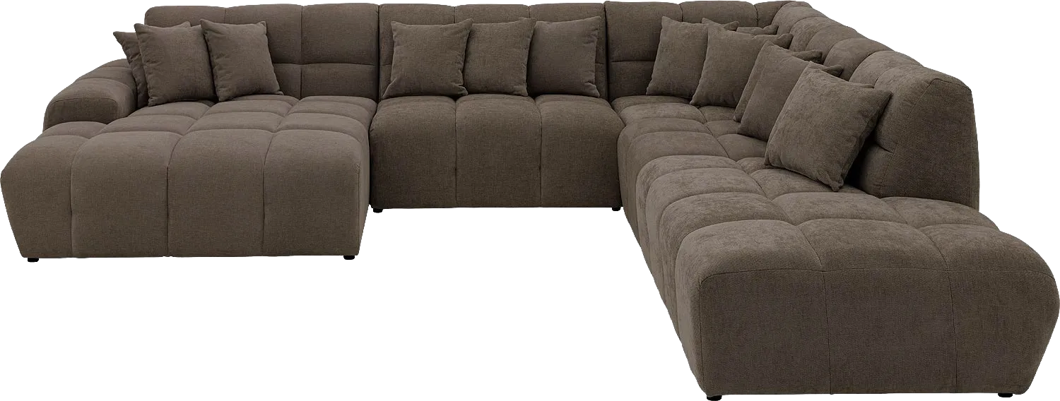 Goossens Excellent Bank Kubus bruin, stof, 1,5-zits, modern design