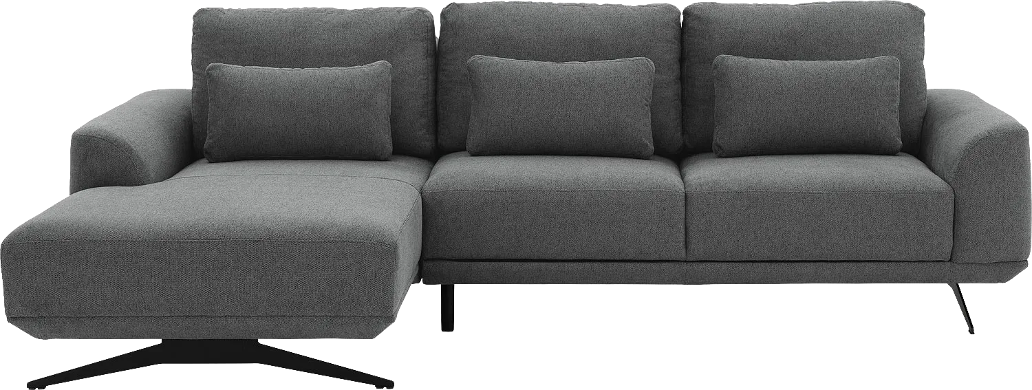 Goossens Excellent Bank Princess Met Elektrisch Uitschuifbaar Zitvlak antraciet, stof, 3-zits, elegant chic met chaise longue links