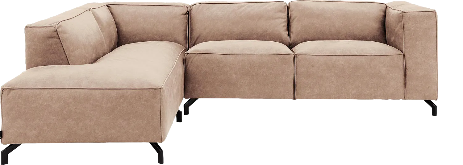 Goossens Bank Calvin beige, micro leer, 2,5-zits, modern design met ligelement links