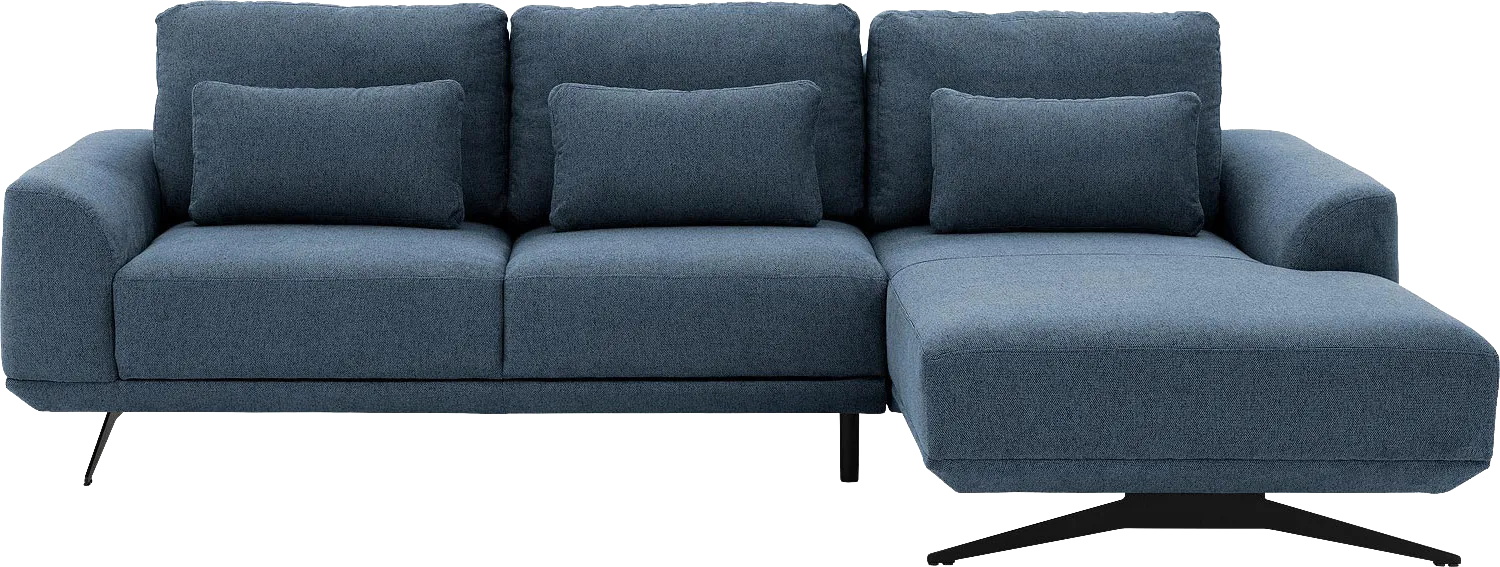 Goossens Excellent Bank Princess Met Elektrisch Uitschuifbaar Zitvlak blauw, stof, 2,5-zits, elegant chic met chaise longue rechts