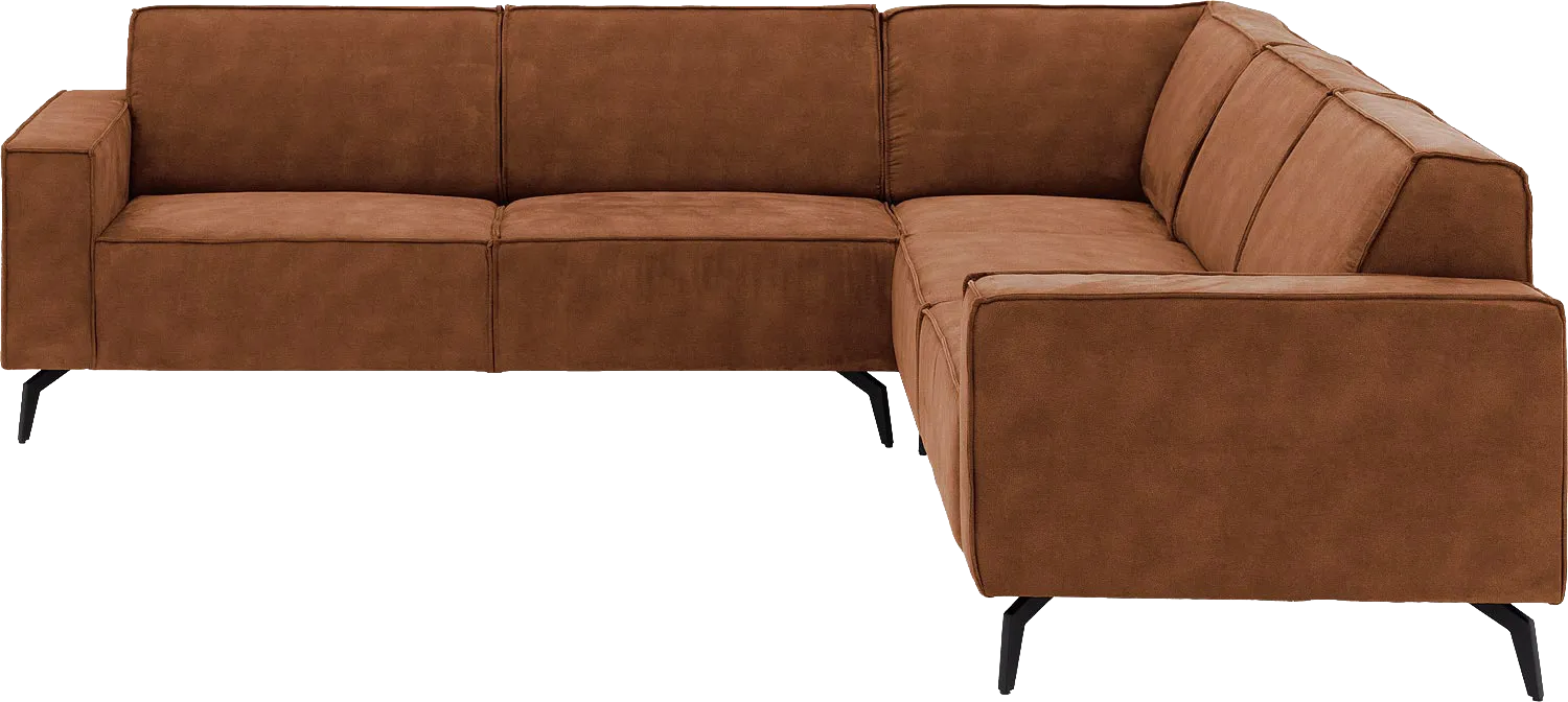 Goossens Hoekbank Hercules bruin, microvezel, 2,5-zits, modern design
