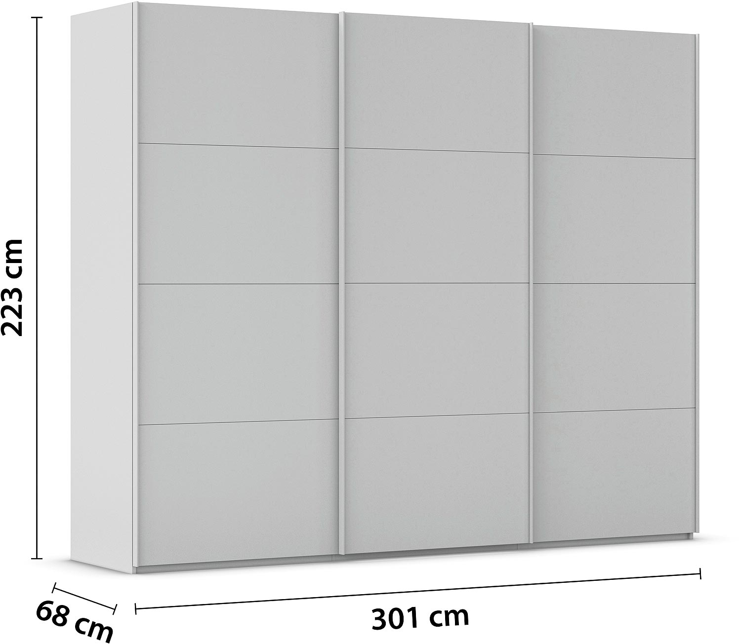 Goossens Excellent Kledingkast Finca Mat Glas, Slaapkamerkast 300 cm breed, 223 cm hoog, 3x 4 paneel glas schuifdeuren