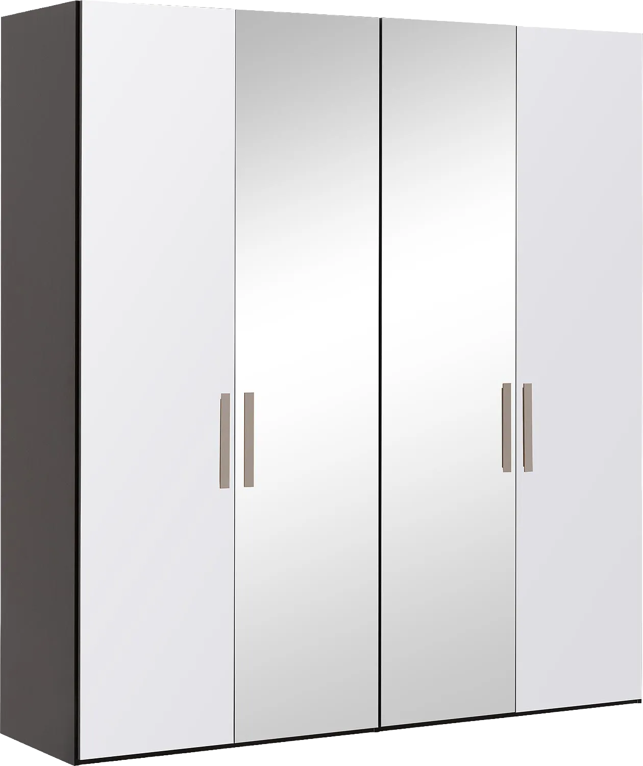 Goossens Kledingkast Easy Storage Ddk, Kledingkast 203 cm breed, 220 cm hoog, 2x glas draaideur en 2x spiegel draaideur midden