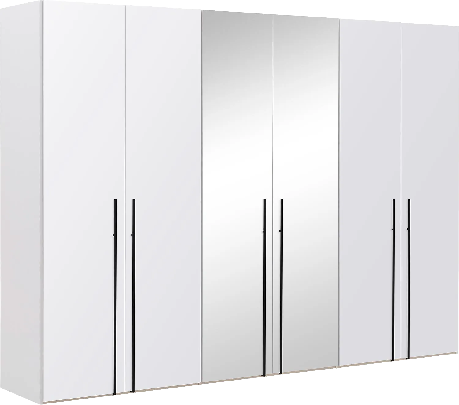 Goossens Kledingkast Easy Storage Ddk, Kledingkast 304 cm breed, 220 cm hoog, 4x glas draaideur en 2x spiegel draaideur midden