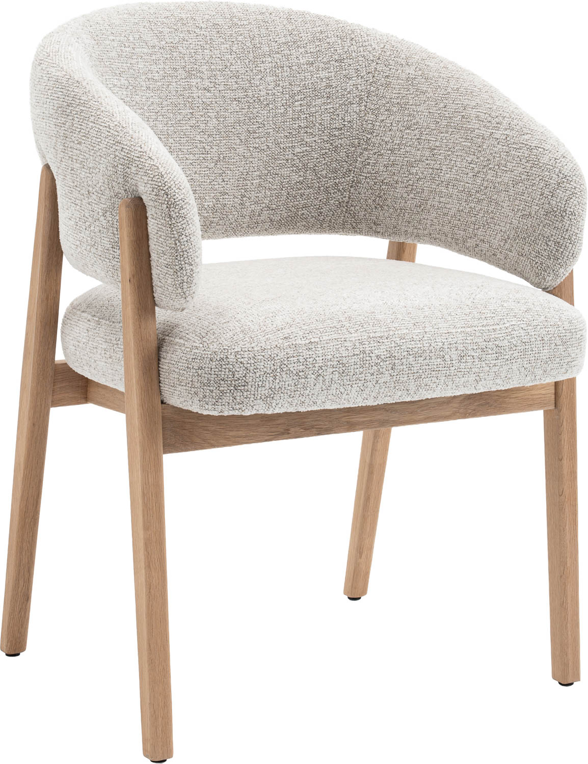 Goossens Eetkamerstoel Hayley met Massief Houten Frame beige stof met armleuning,