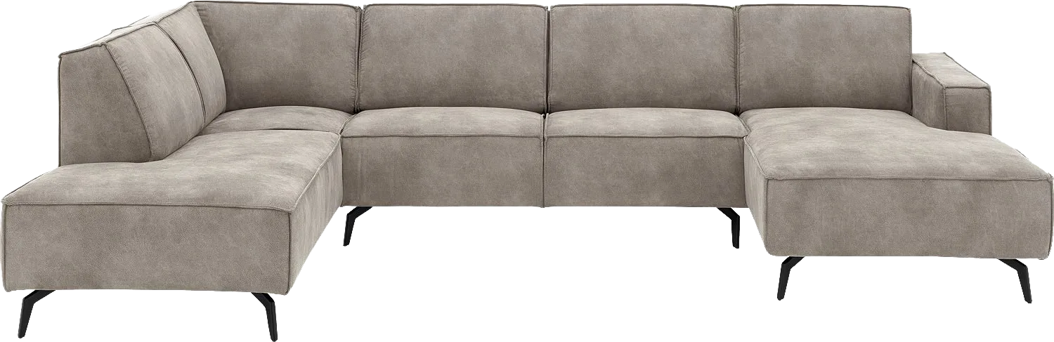 Goossens Hoekbank Hercules grijs, microvezel, 2-zits, modern design met ligelement links
