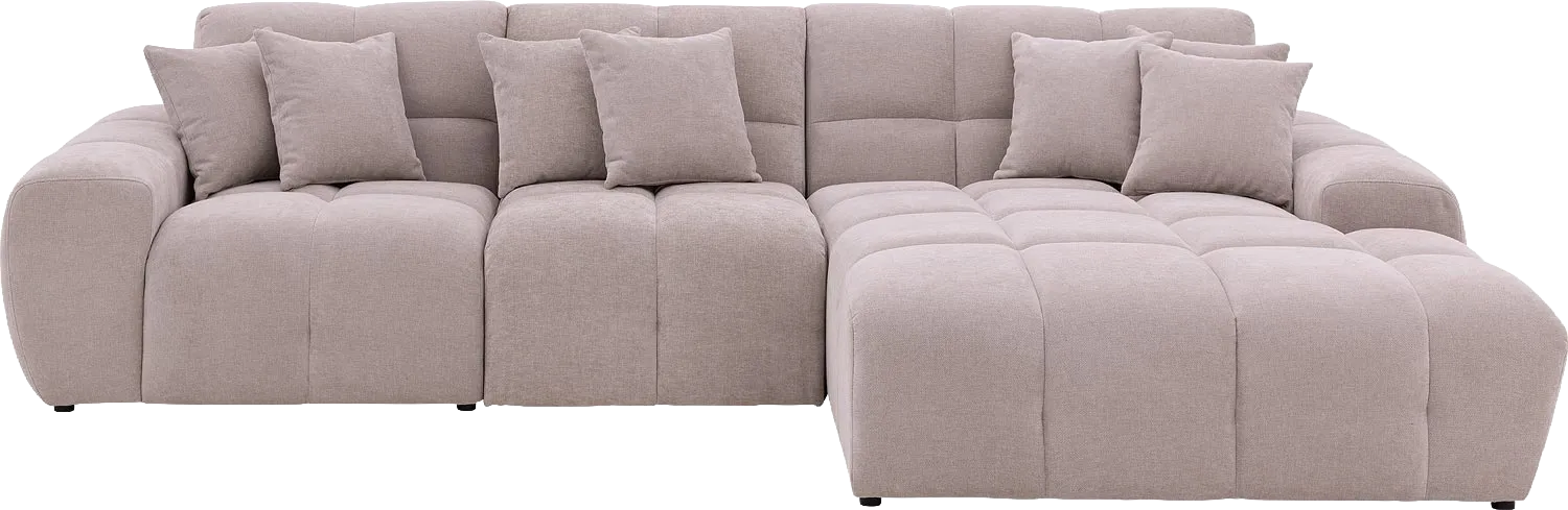 Goossens Excellent Bank Kubus beige, stof, modern design met chaise longue rechts