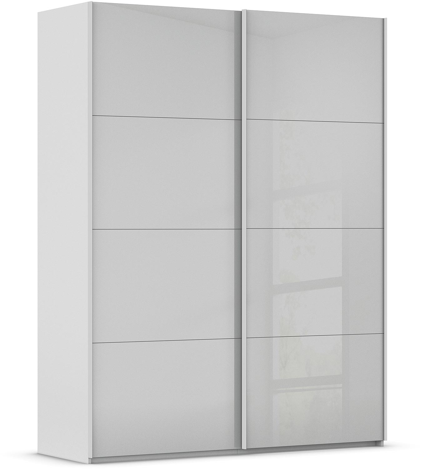 Goossens Excellent Kledingkast Finca Glans Glas, Slaapkamerkast 180 cm breed, 236 cm hoog, 2x 4 paneel glas schuifdeuren
