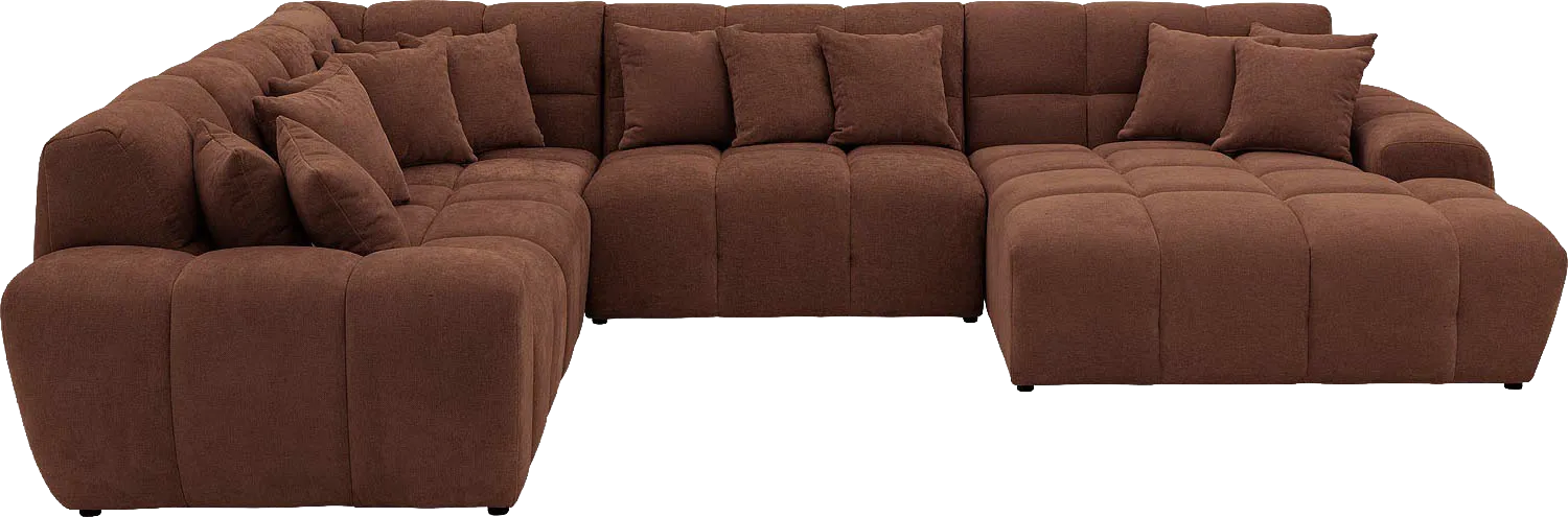 Goossens Excellent Bank Kubus bruin, stof, 1,5-zits, modern design