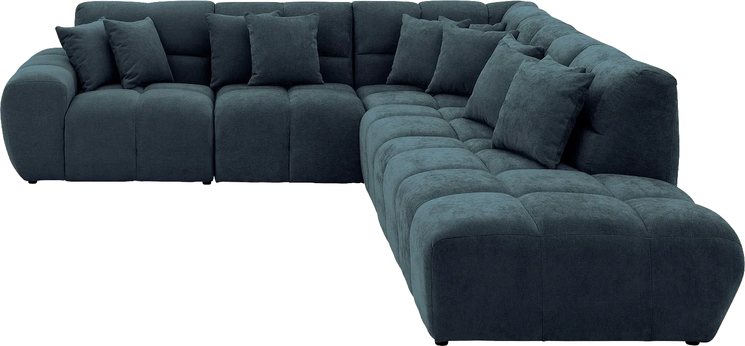 Goossens Excellent Bank Kubus blauw, stof, modern design