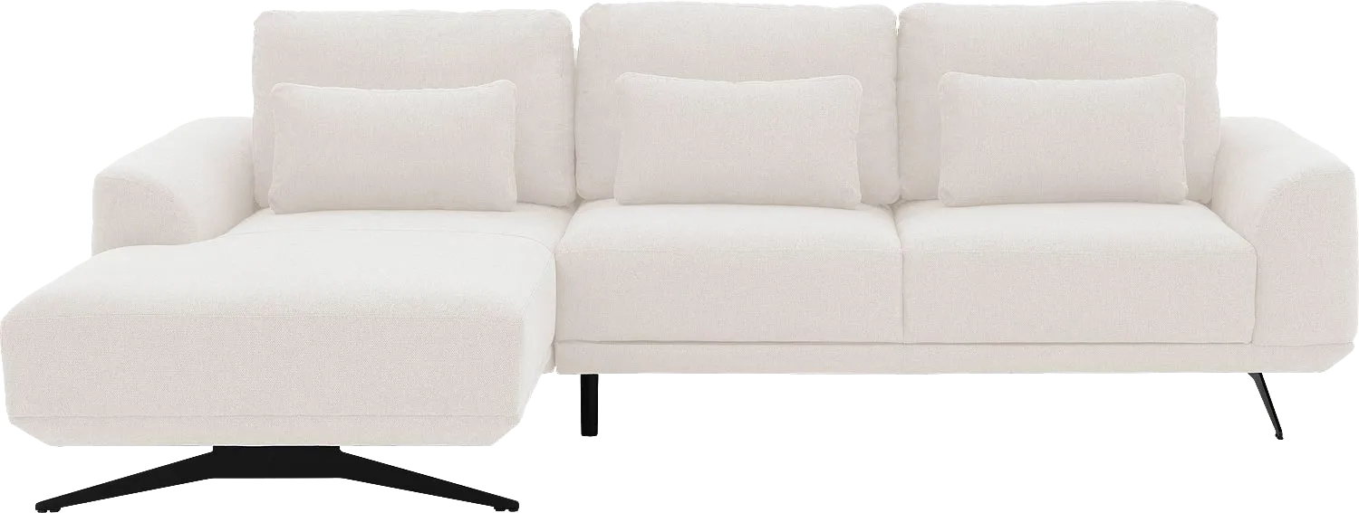 Goossens Excellent Bank Princess Met Elektrisch Uitschuifbaar Zitvlak wit, stof, 2,5-zits, elegant chic met chaise longue links