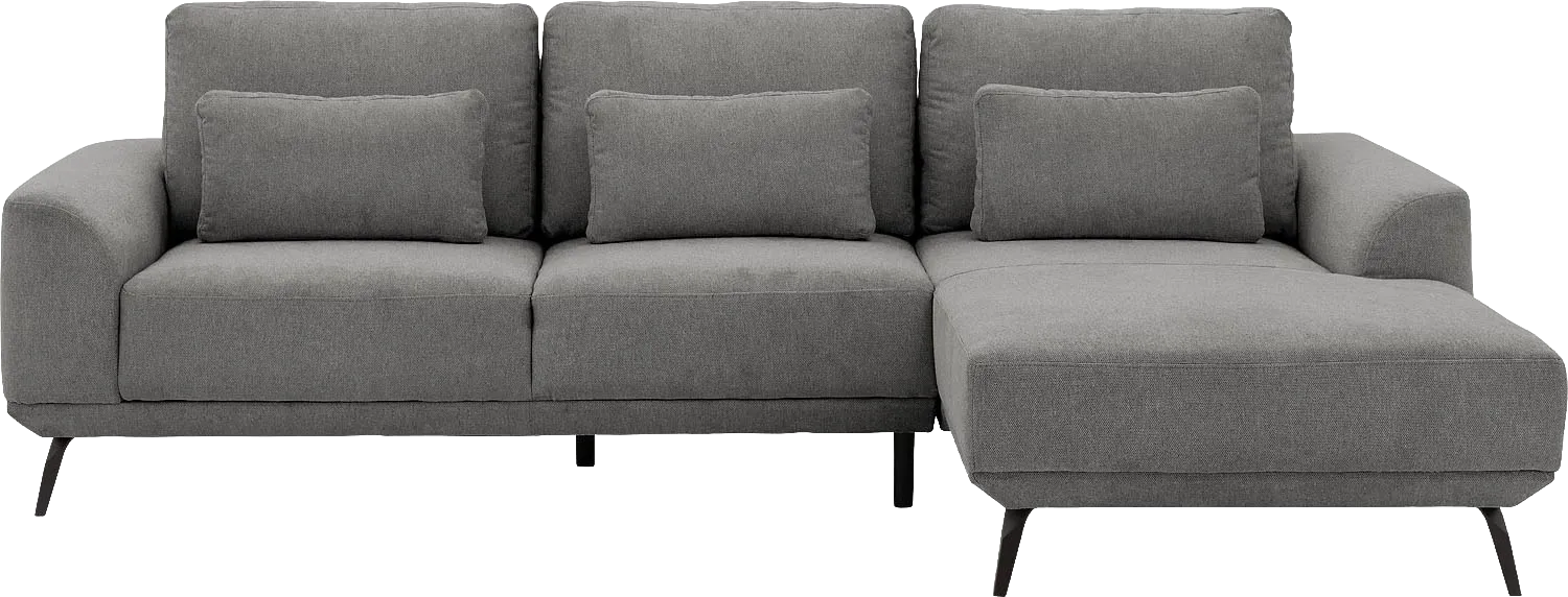 Goossens Excellent Bank Princess Met Elektrisch Uitschuifbaar Zitvlak grijs, stof, 3-zits, elegant chic met chaise longue rechts