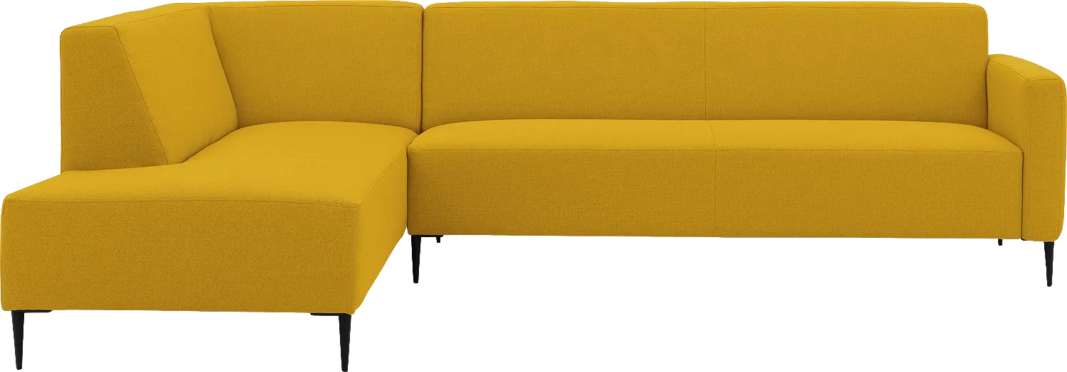 Goossens Bank Key West geel, stof, 3-zits, modern design met ligelement links
