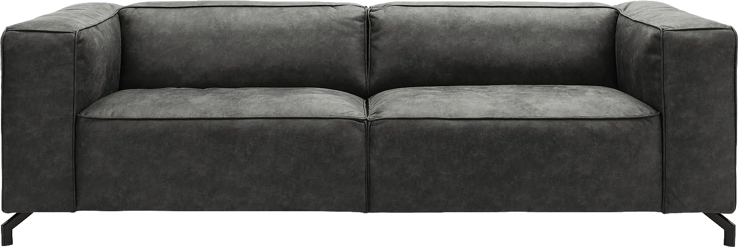 Goossens Bank Calvin grijs, micro leer, 3,5-zits, modern design