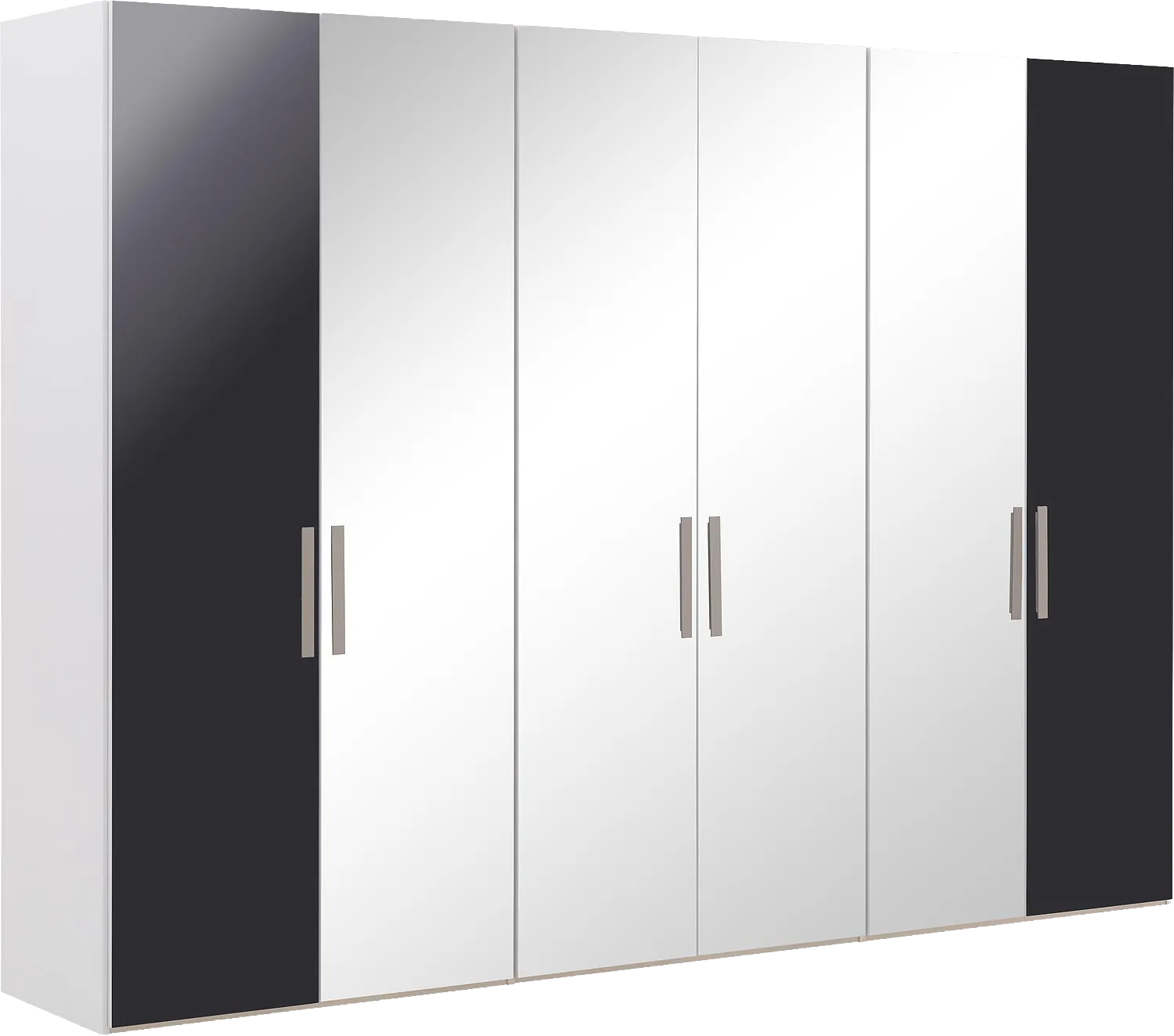 Goossens Kledingkast Easy Storage Ddk, Kledingkast 304 cm breed, 220 cm hoog, 2x draaideur en 4x spiegel draaideur midden